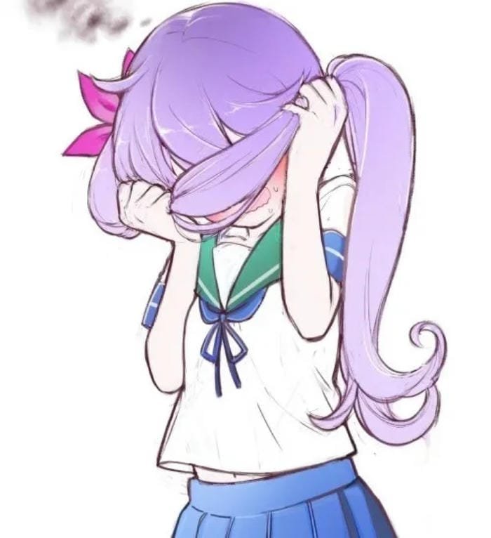 Meme ngại che mặt bằng tóc