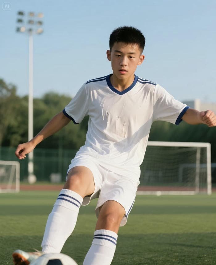 ảnh con trai dẫn bóng khéo léo trước khung thành