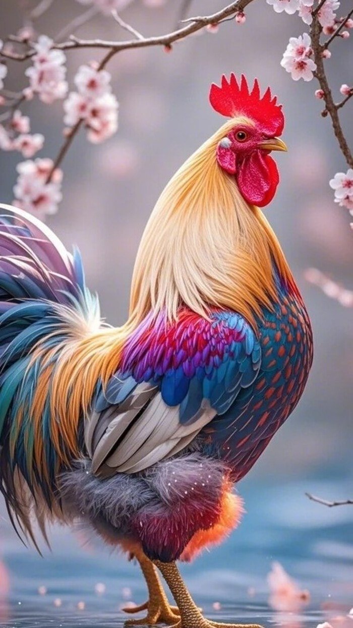 ảnh gà trống màu đỏ rực