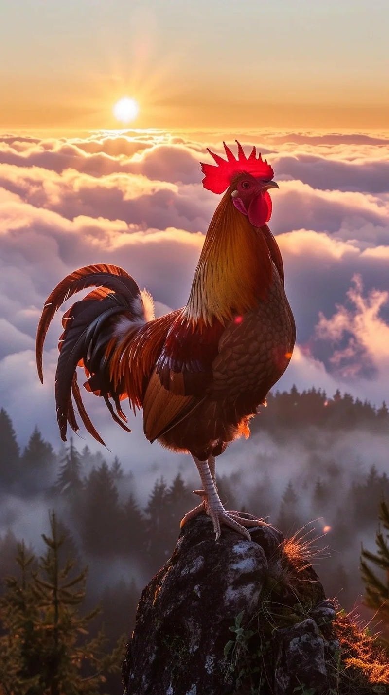 ảnh gà trống nền trời