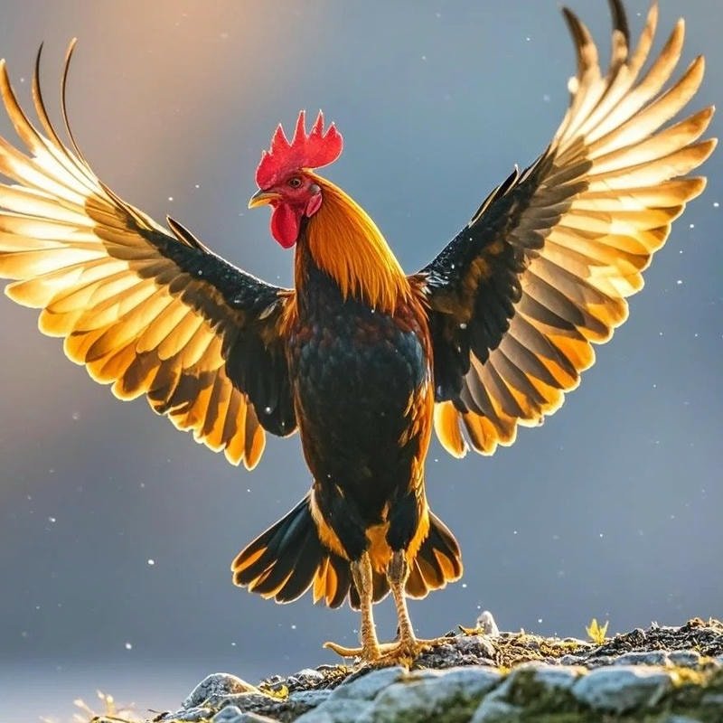 ảnh gà trống tượng trưng may mắn