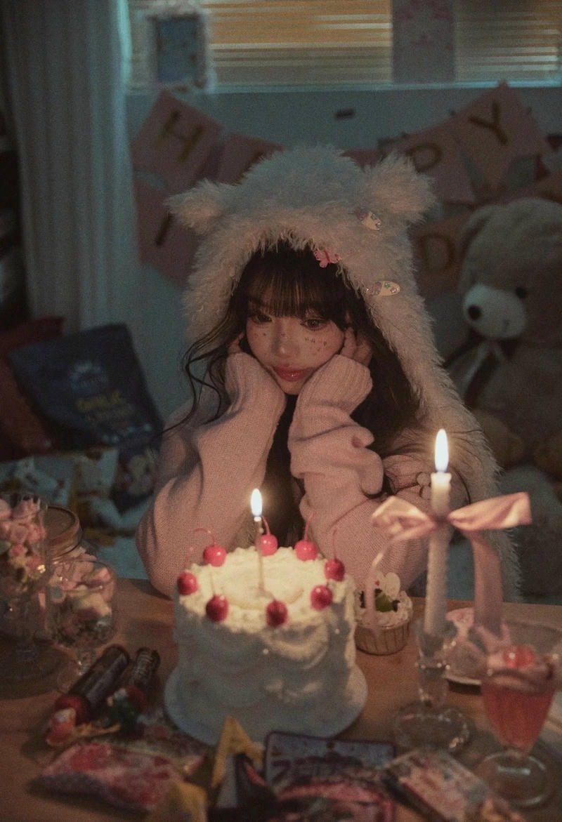 ảnh gái xinh cắt bánh sinh nhật