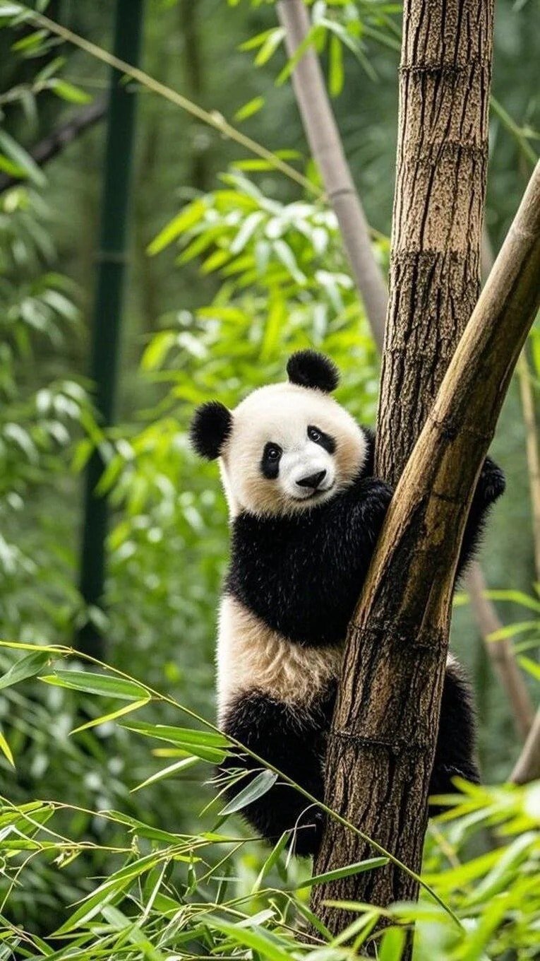 ảnh gấu trúc leo cây đẹp