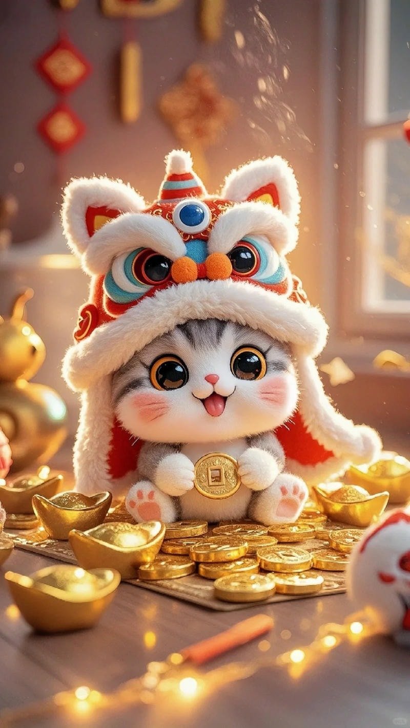 ảnh mèo thần tài 3d