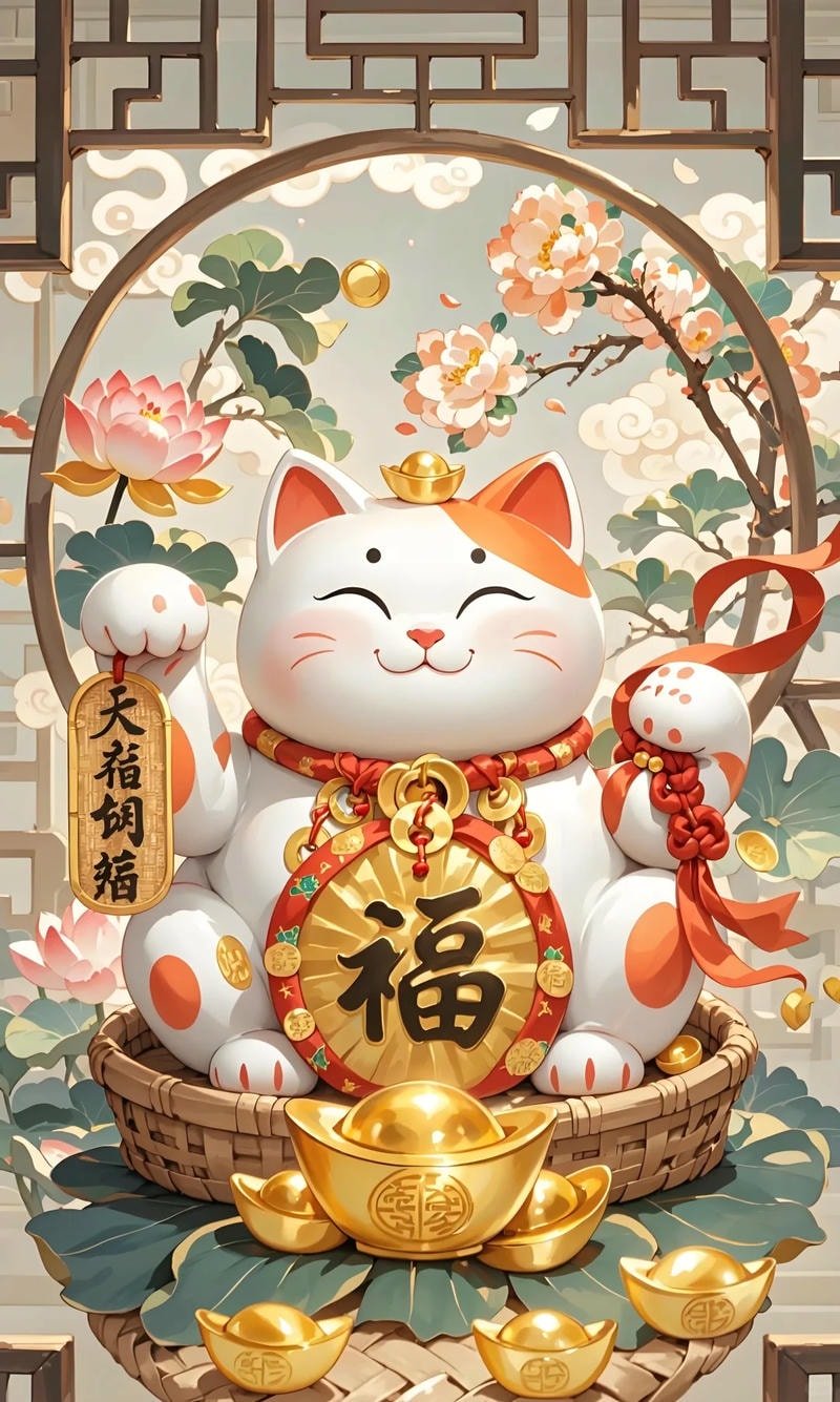 ảnh mèo thần tài cười