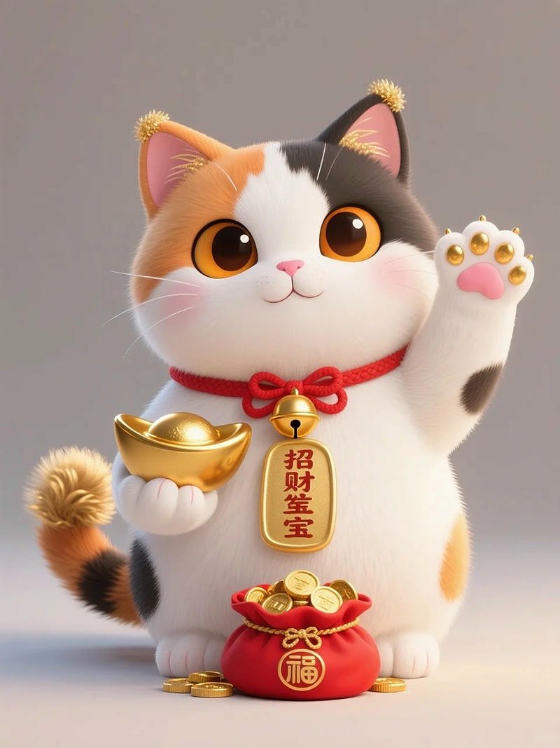 ảnh mèo thần tài nền đơn giản