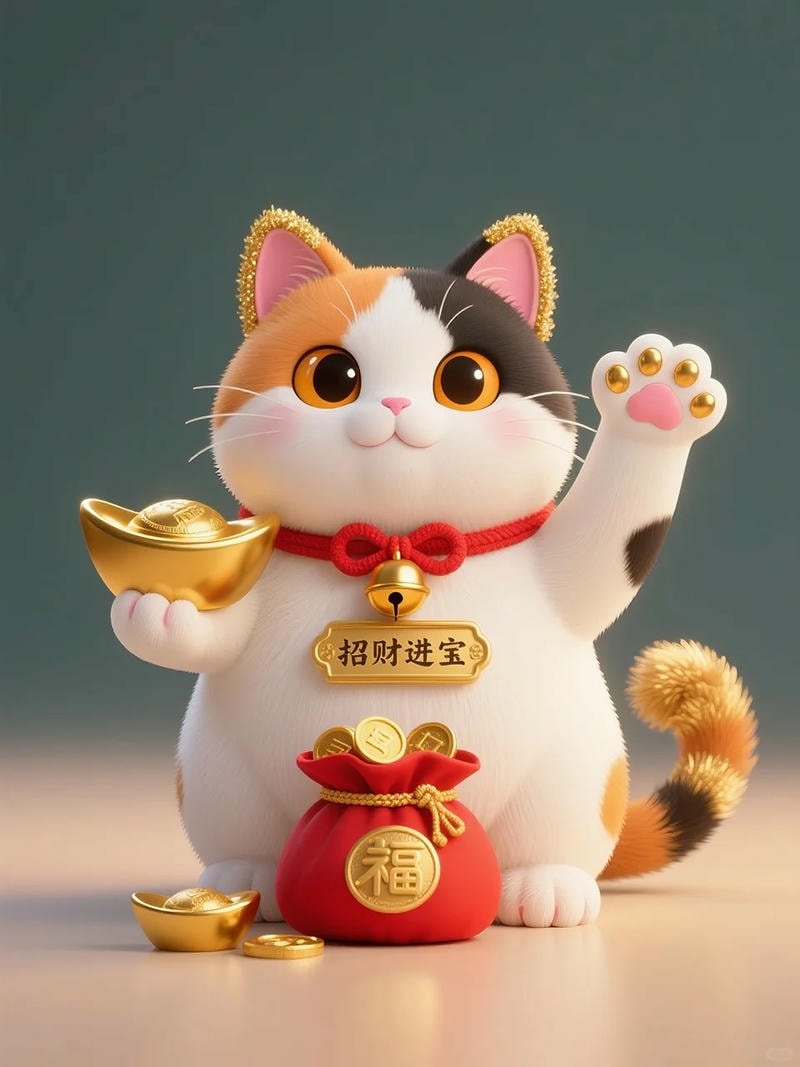 ảnh mèo thần tài nền may mắn