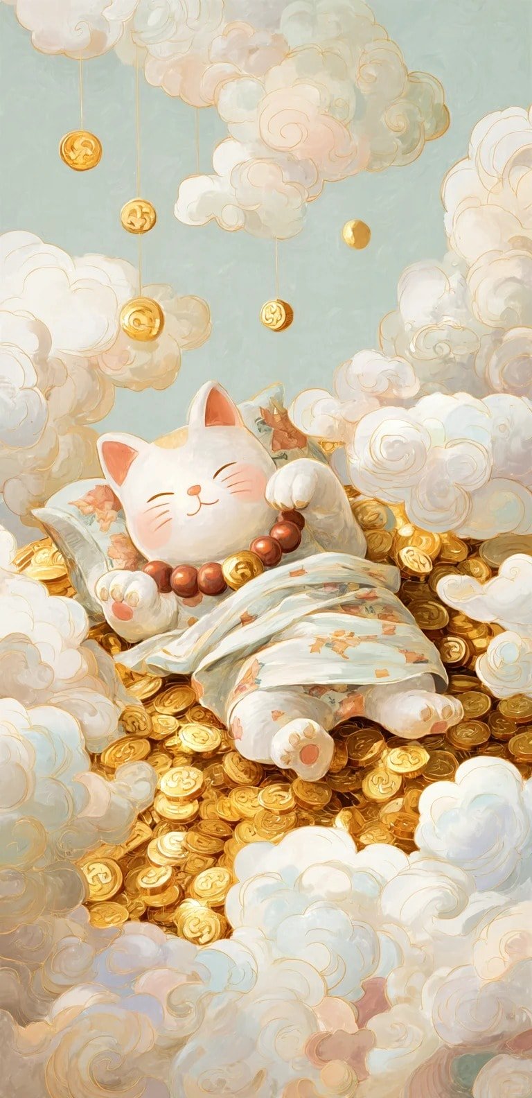 ảnh mèo thần tài nền máy tính