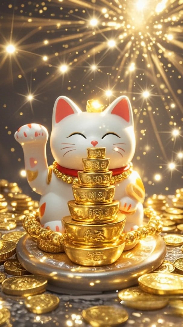 ảnh mèo thần tài nền trắng