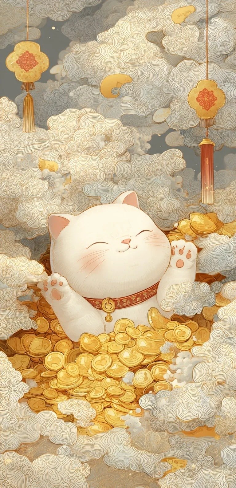 ảnh mèo thần tài vector