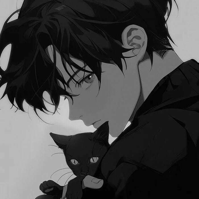 avatar anime đen trắng buồn