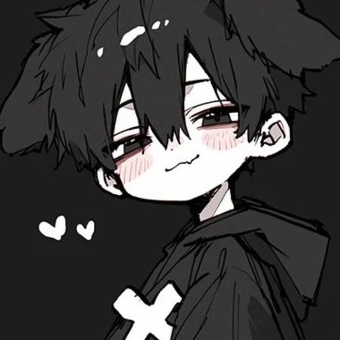 avatar anime đen trắng chất