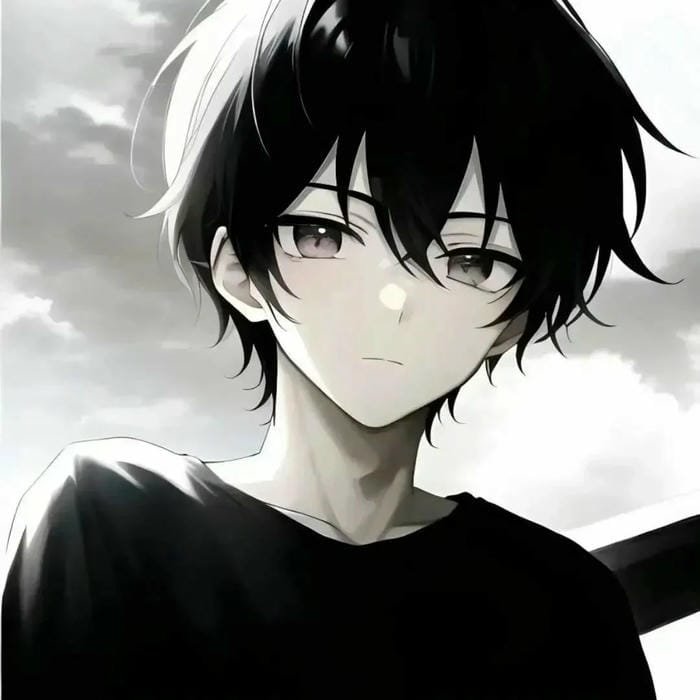 avatar anime đen trắng tối giản