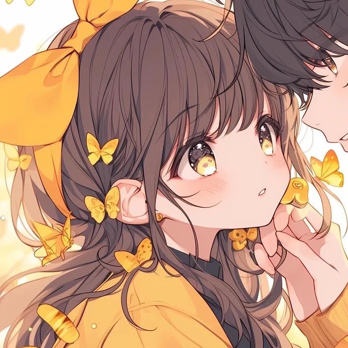 avatar đôi anime nựng má nữ