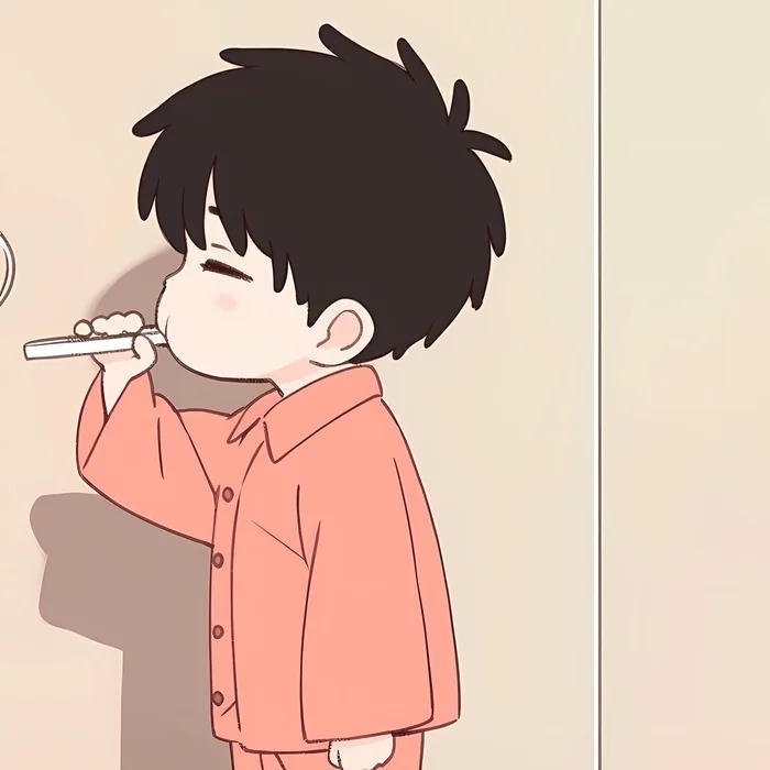 avatar đôi chibi đánh răng nam