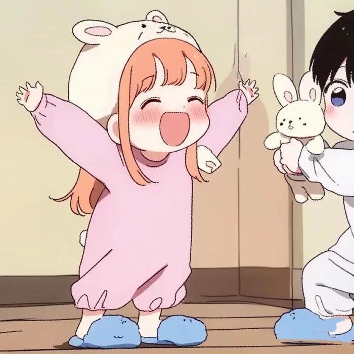 avatar đôi chibi hạnh phúc nữ