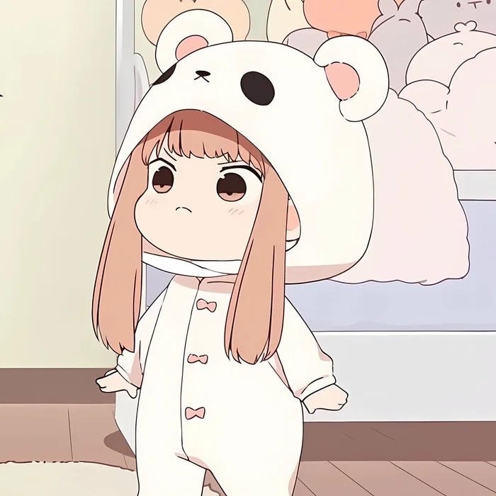 avatar đôi chibi lo lắng nữ