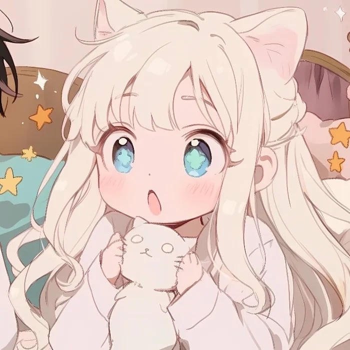 avatar đôi chibi mèo nữ