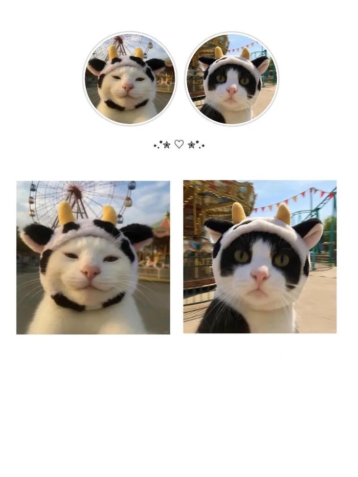 avatar đôi cute mèo đội bò sữa