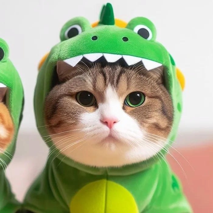 avatar đôi cute mèo khủng long phải
