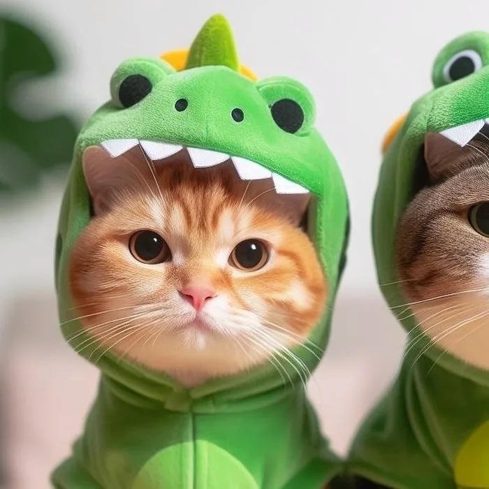 avatar đôi cute mèo khủng long trái