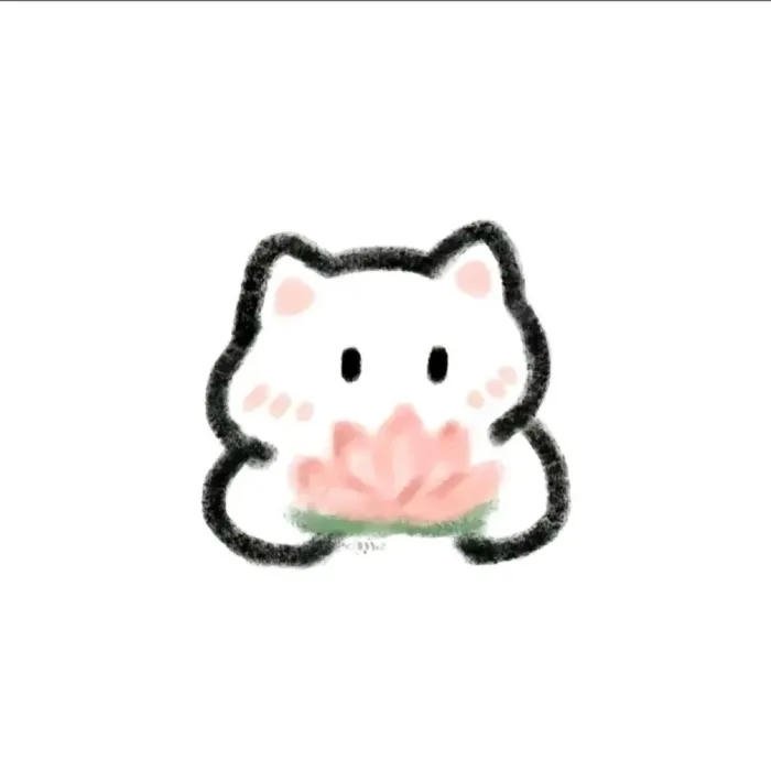 avatar đôi cute mèo ôm hoa sen nữ