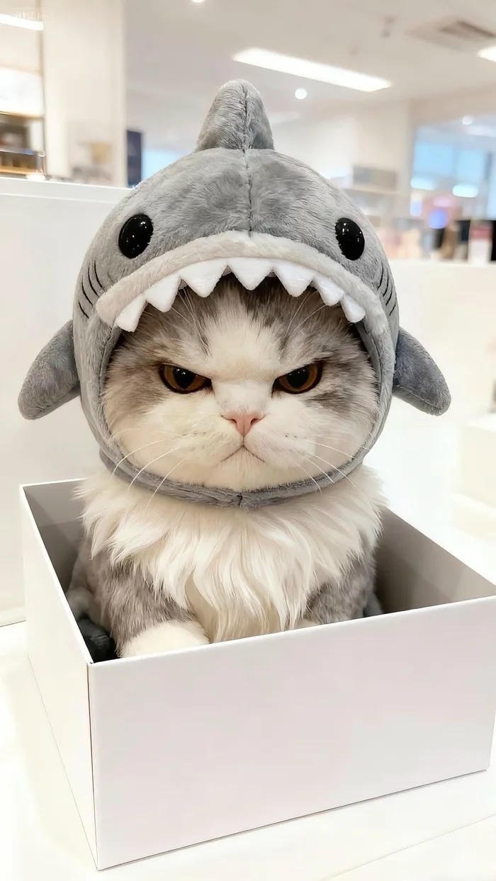 avatar mèo cá mập cute