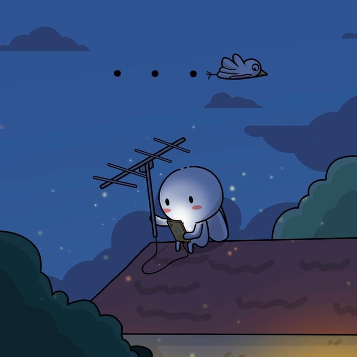 avatar thỏ bảy màu trên mái nhà