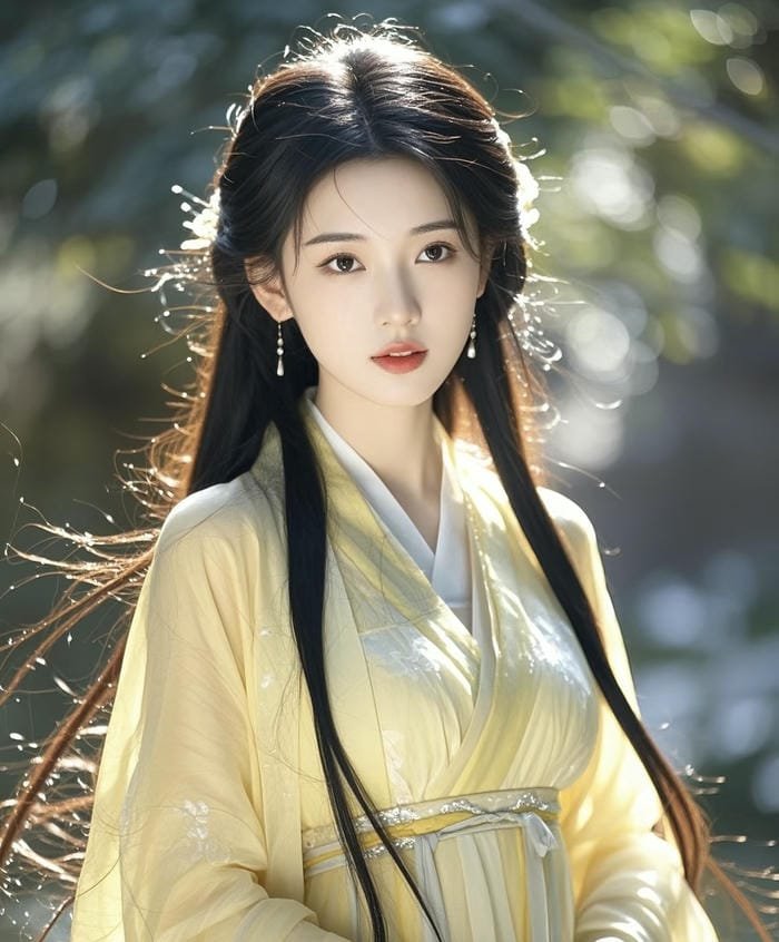 cô gái cổ trang trong ánh sáng huyền ảo