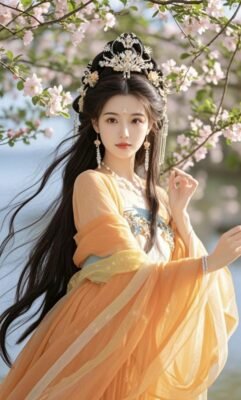 gái xinh cổ trang trong bộ váy lụa nhẹ nhàng