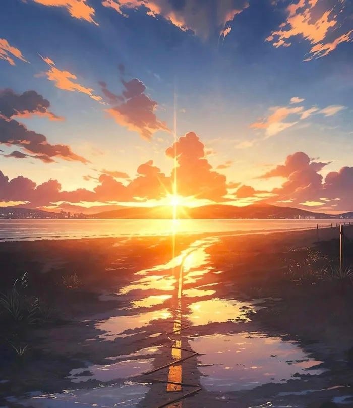 hình ảnh bầu trời hoàng hôn vẽ