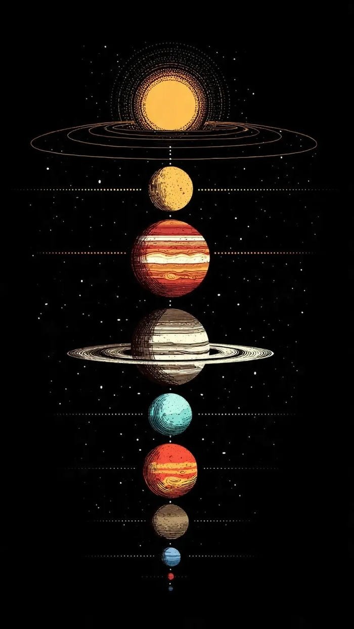 hình ảnh các hành tinh trong quỹ đạo của hệ mặt trời