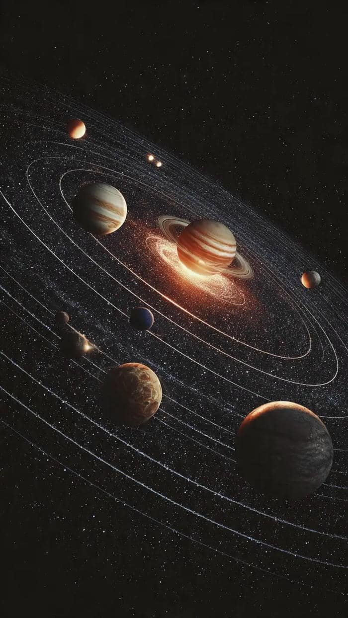 hình ảnh các hành tinh trong hệ mặt trời theo vòng tròn