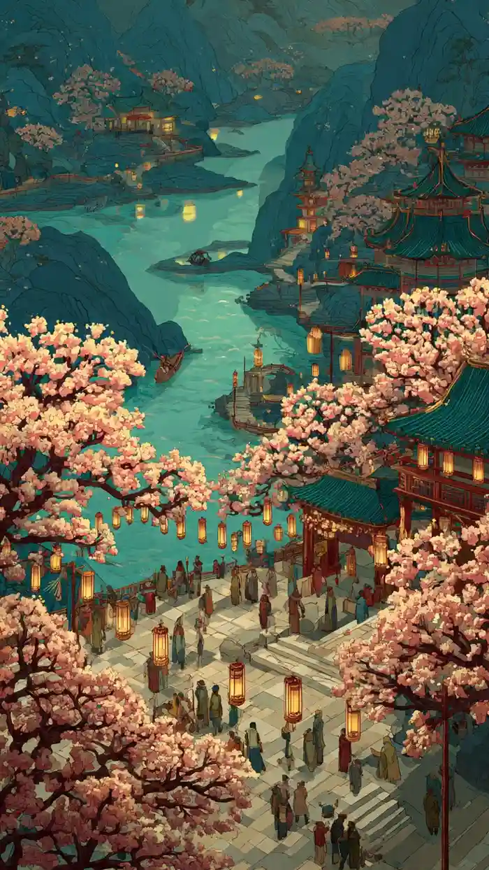 hình ảnh lễ hội mùa xuân vẽ cực đẹp