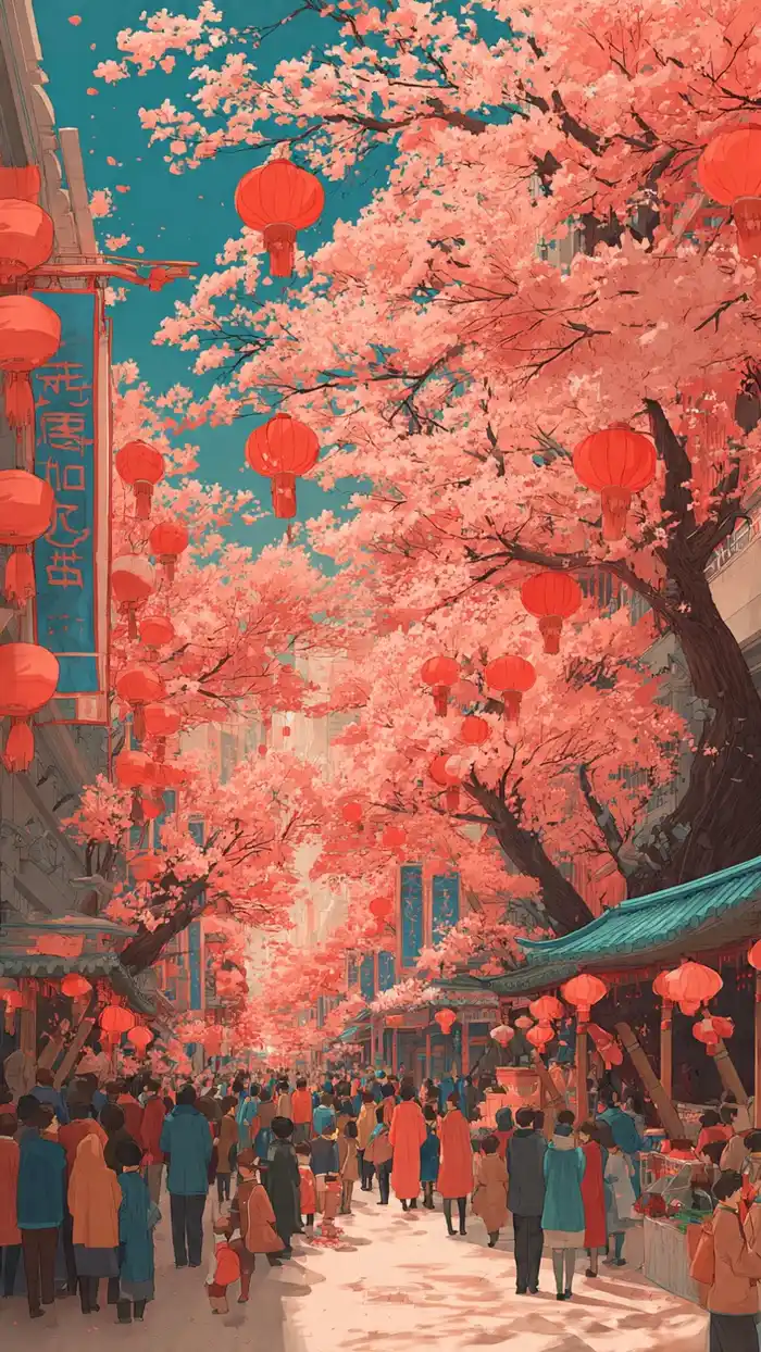 hình ảnh lễ hội mùa xuân vẽ