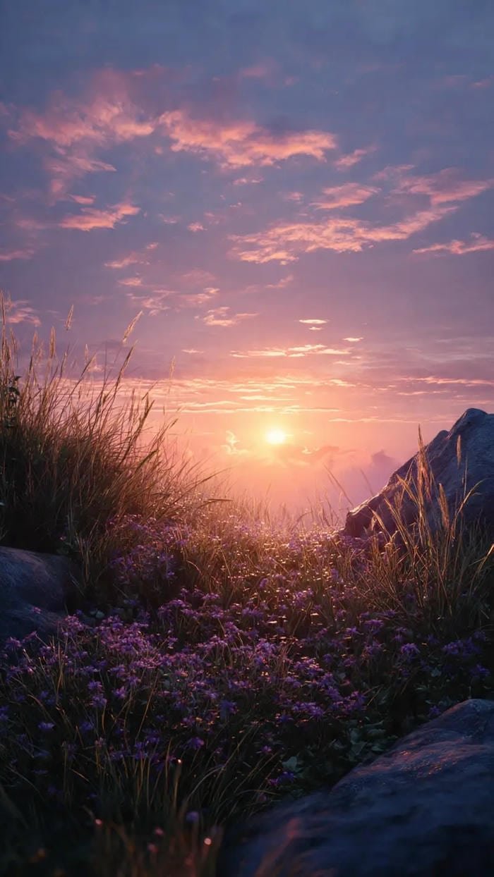 hình ảnh mặt trời mọc trên cánh đồng