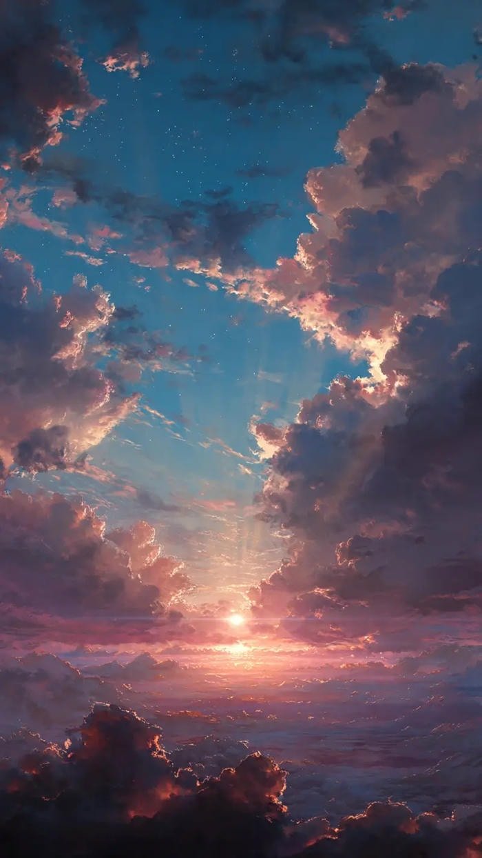 hình vẽ cảnh mặt trời mọc