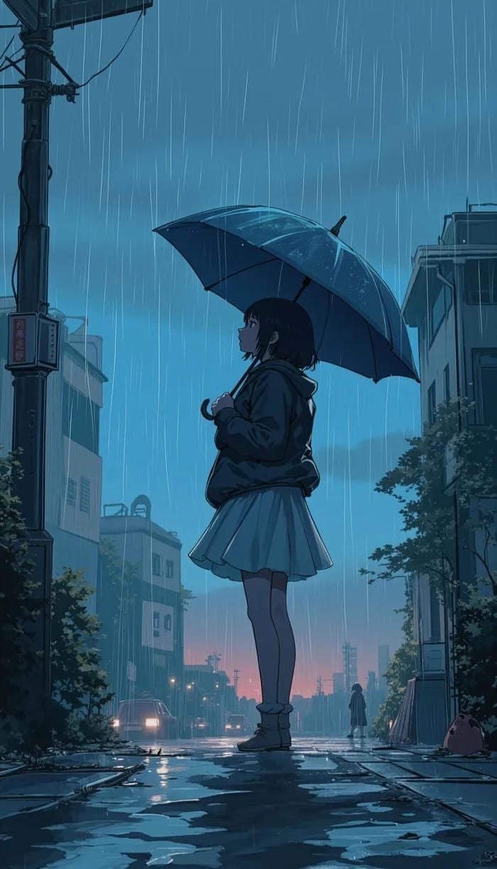 hình ảnh trời mưa anime