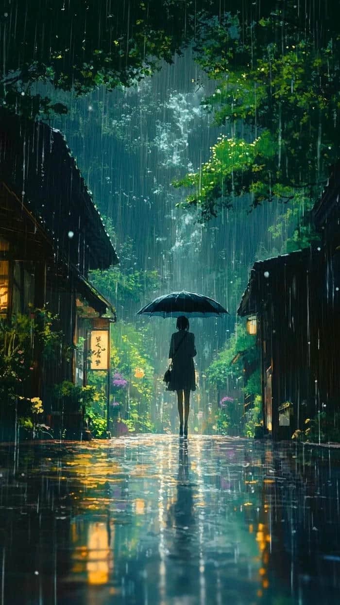 hình ảnh trời mưa buồn