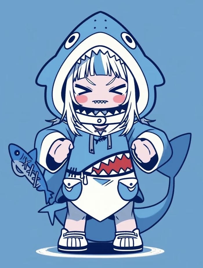 Ảnh cá mập anime màu xanh