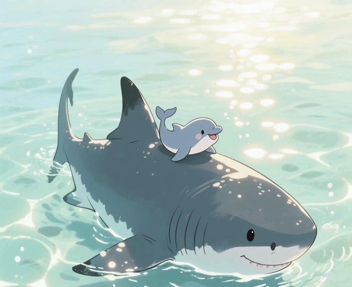 Anime cá mập dễ thương tinh nghịch