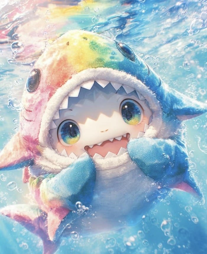 Hình cá mập anime đáng yêu