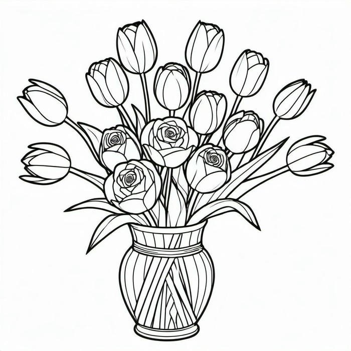 ảnh hoa tulip tô màu đơn giản