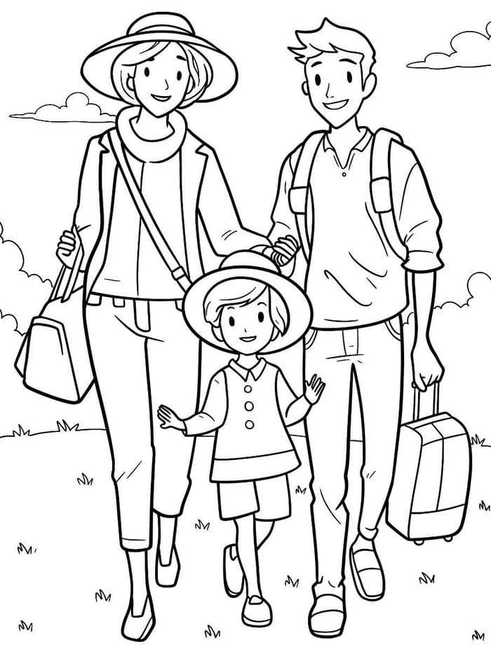 ảnh tô màu gia đình bé