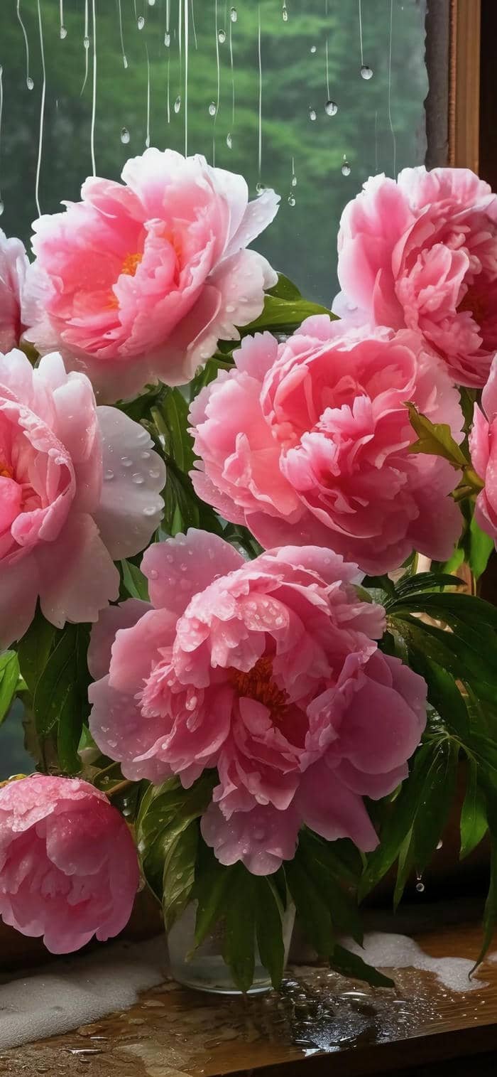 bộ sưu tập hình nền hoa mẫu đơn bên cửa sổ