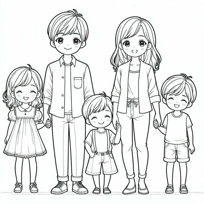 bức tranh tô màu gia đình bé