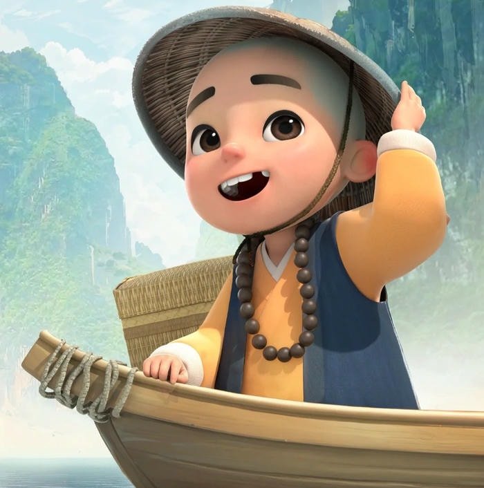 chú tiểu vui vẻ