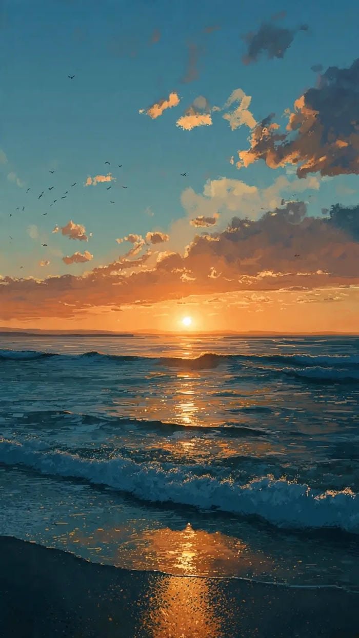 hình ảnh biển hoàng hôn 3d đẹp