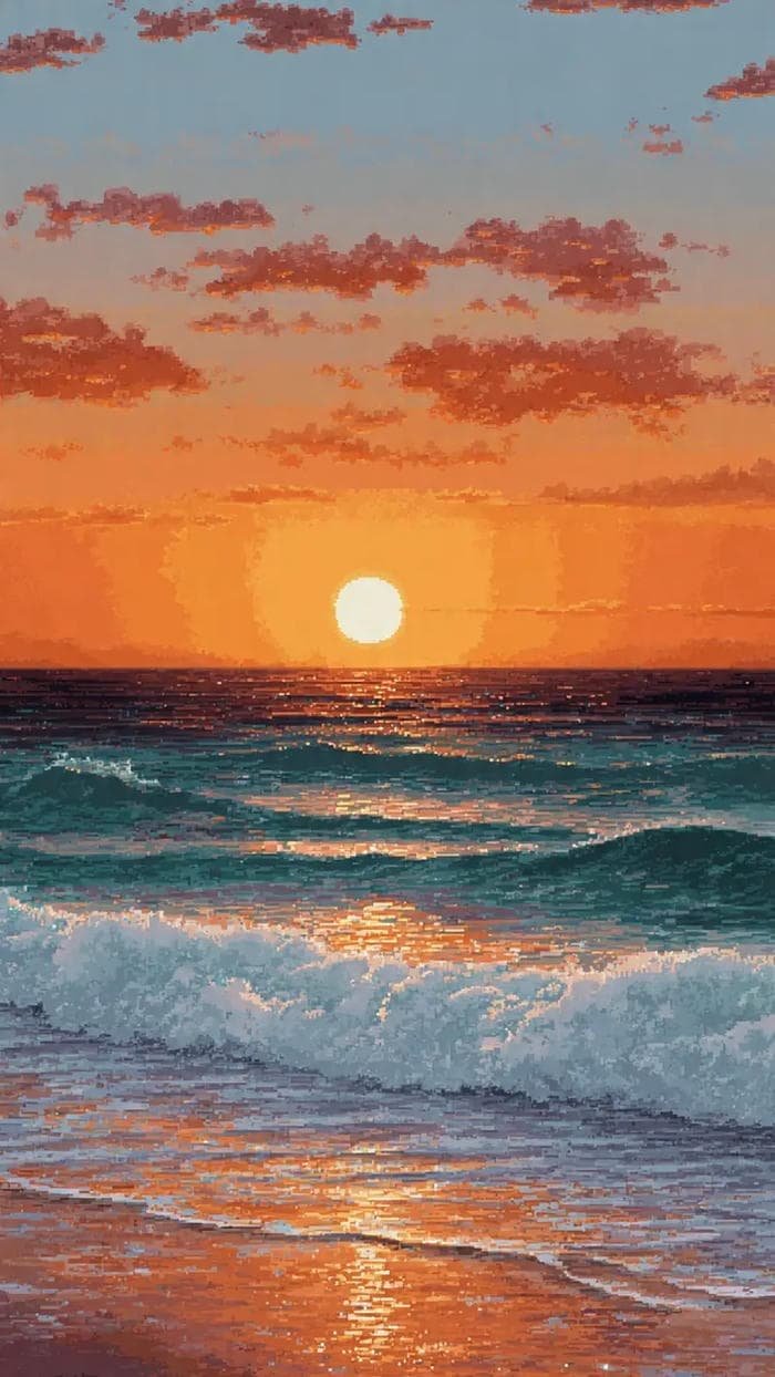 hình ảnh biển hoàng hôn 3d