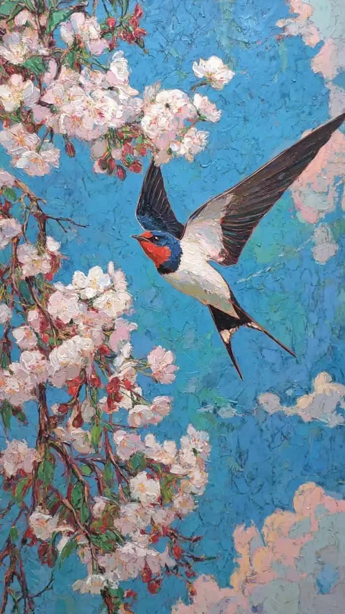 hình ảnh chim én mùa xuân đang bay